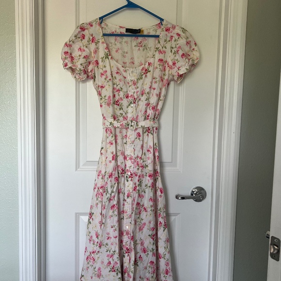 POLO RALPH LAUREN Elizabeth Floral Dress 2 Sweet Pea Garden Party Linen - Picture 7 of 14